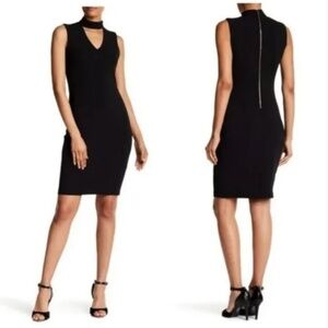 Calvin Klein Black Scuba Crepe Keyhole Cocktail Sheath Dress Size 6